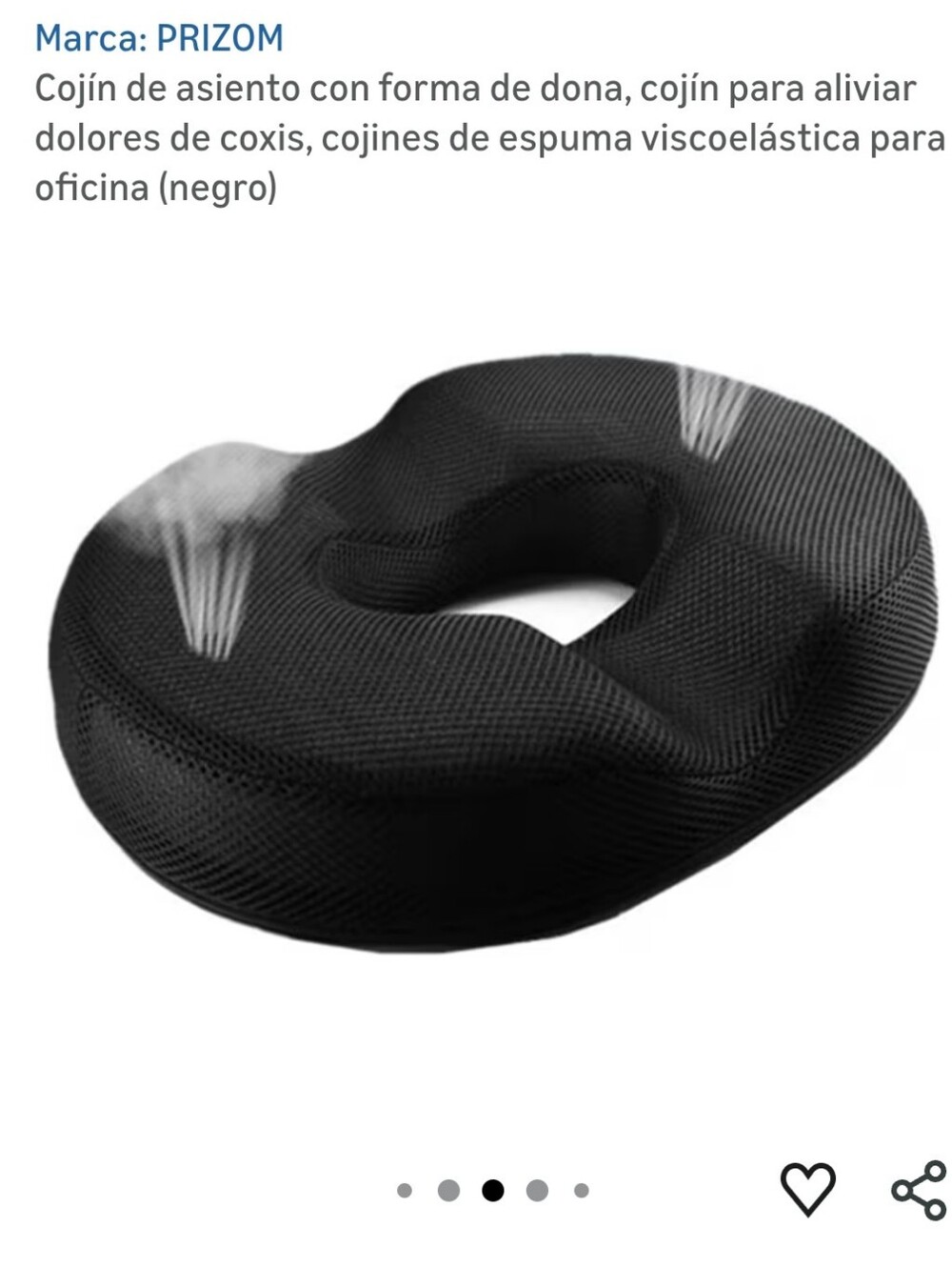 PRIZOM Black Donut Seat Cushion - Memory Foam Comfort